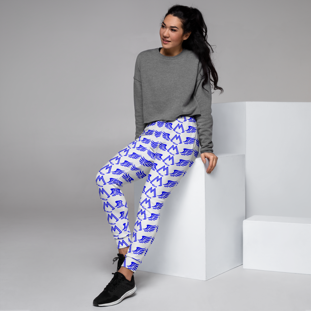 White Joggers With Duplicated Blue MM Iconic Logo