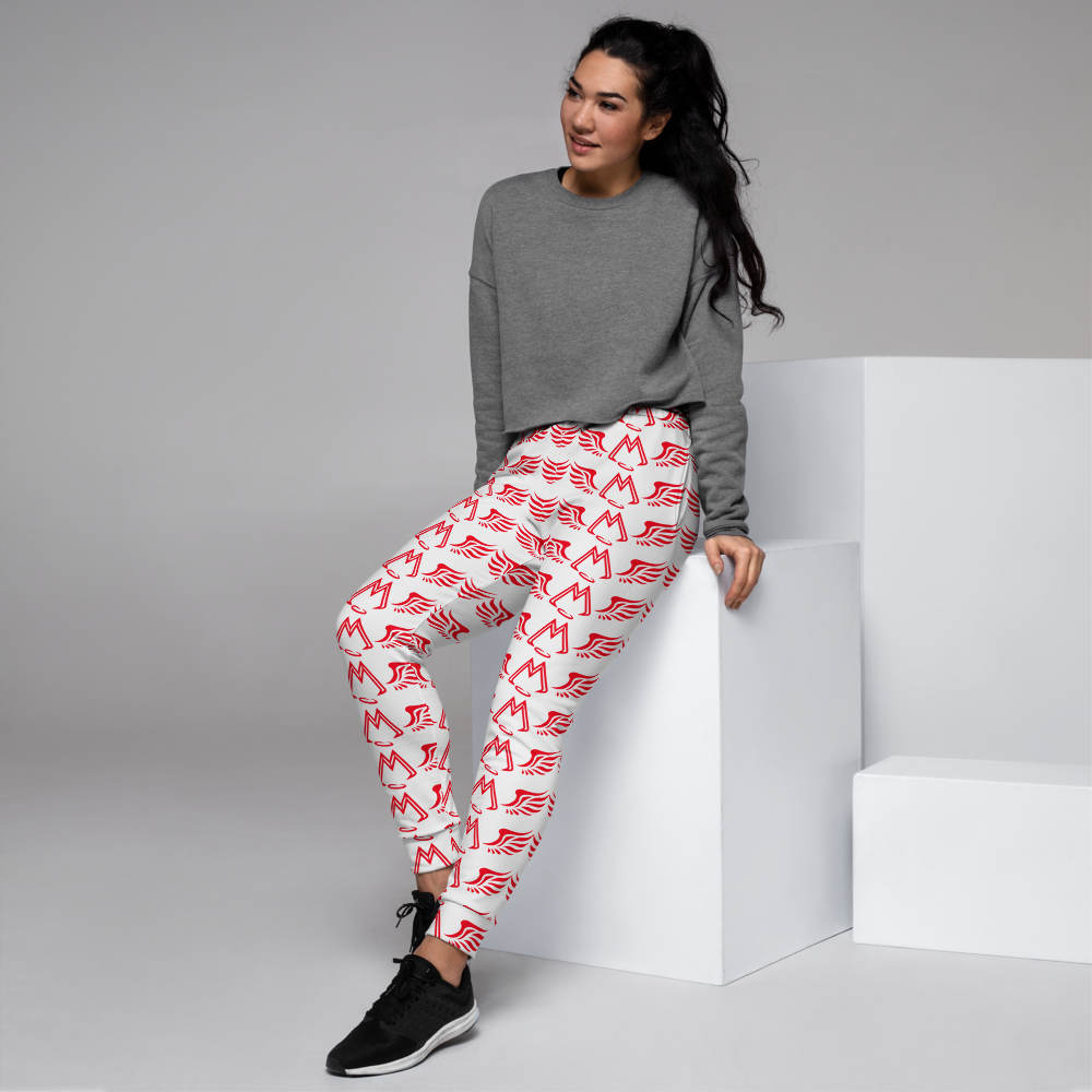 White Joggers With Duplicated Red MM Iconic Logo