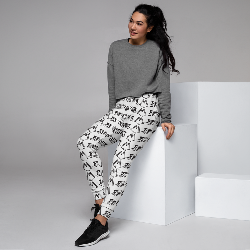 White Joggers With Duplicated Black MM Iconic Logo