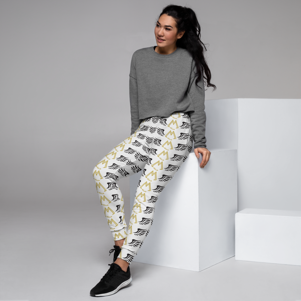 White Joggers With Duplicated Gold-Black MM Iconic Logo