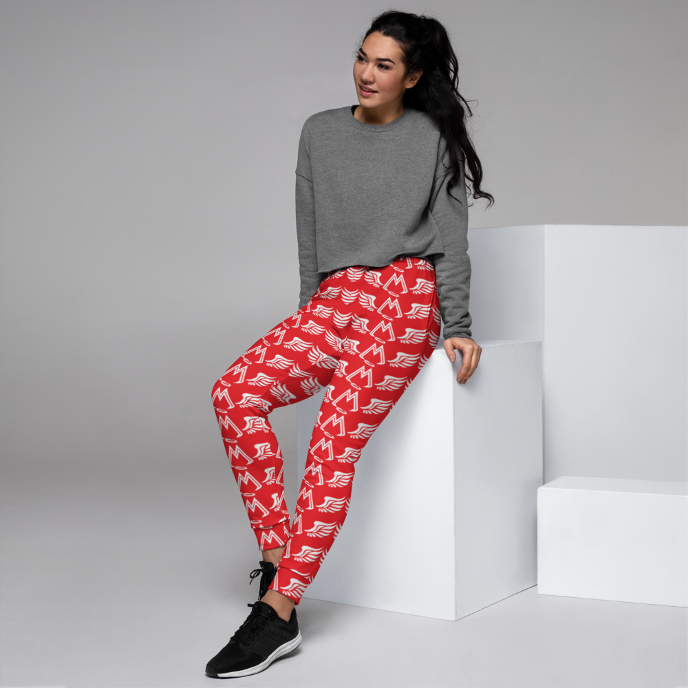 Red Joggers With Duplicated White MM Iconic Logo