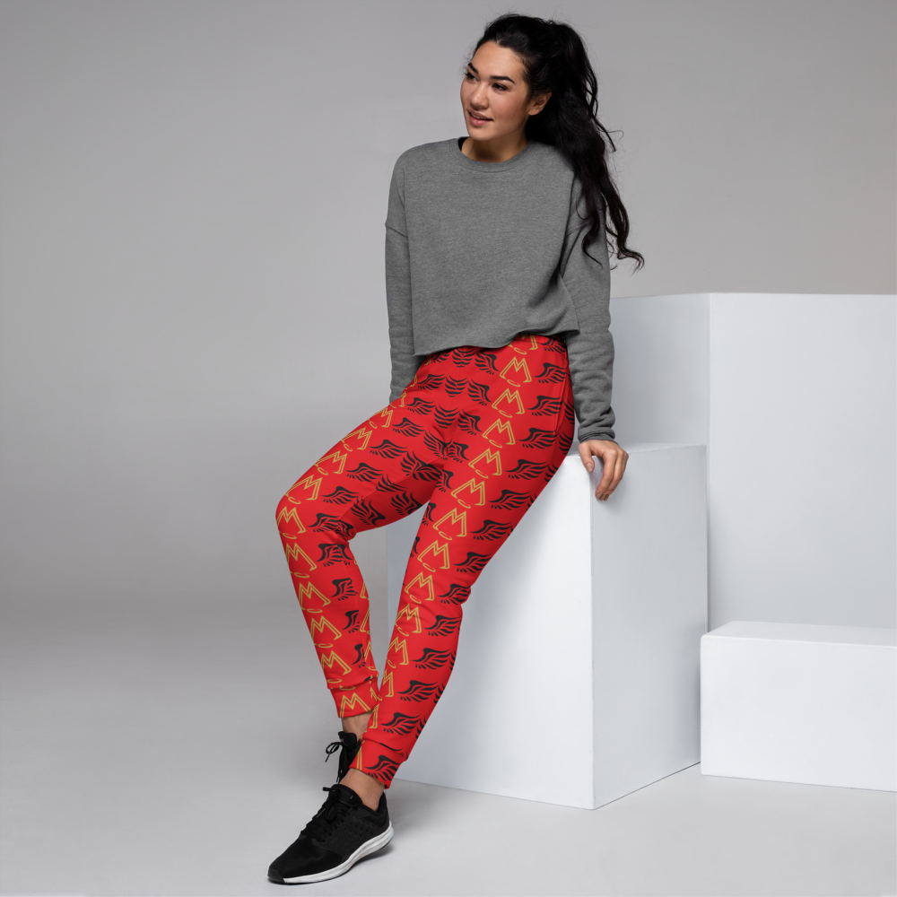 Red Joggers With Duplicated Gold-Black MM Iconic Logo