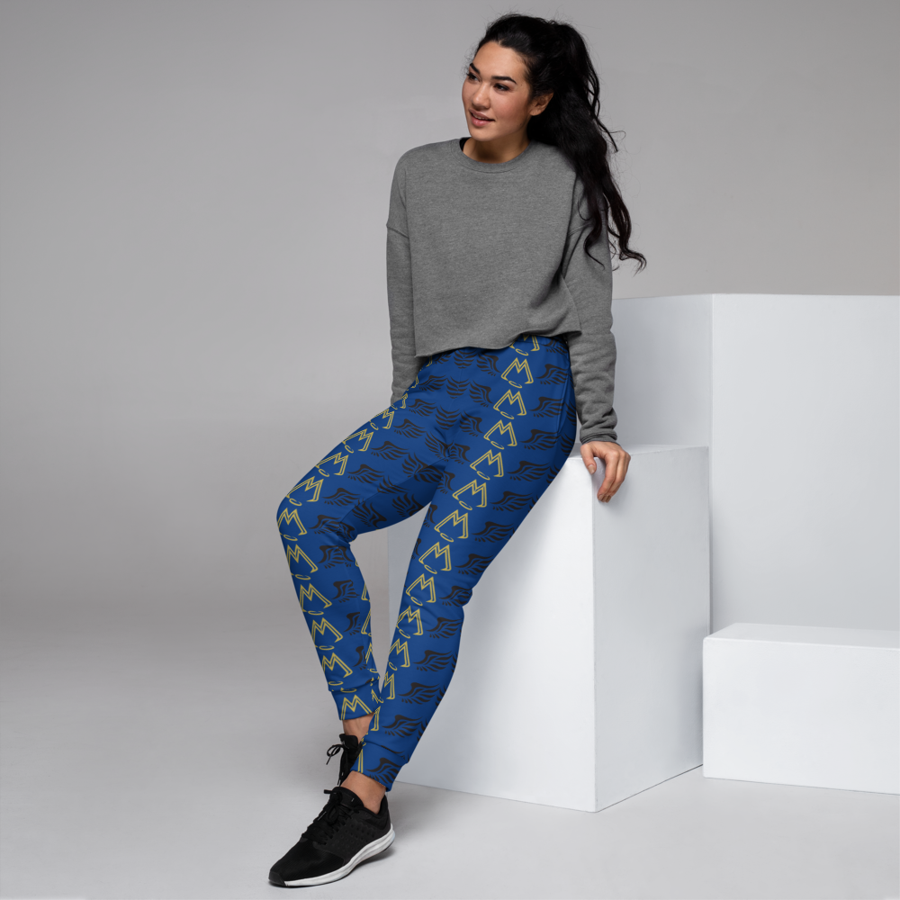 Blue Joggers With Duplicated Gold-Black MM Iconic Logo