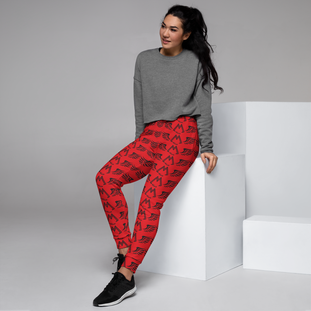 Red Joggers With Duplicated Black MM Iconic Logo