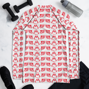 White Women's Rash Guard With Duplicated Red MM Iconic Logo