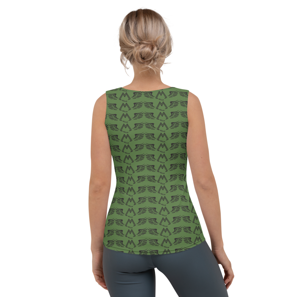 Army Green Tank Top With Duplicated Black MM Iconic Logo