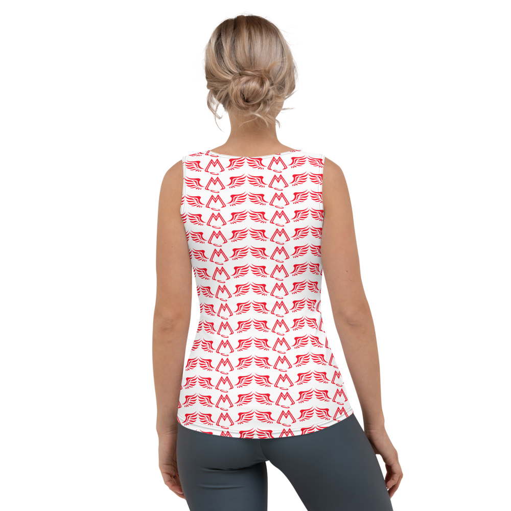 White Tank Top With Duplicated Red MM Iconic Logo