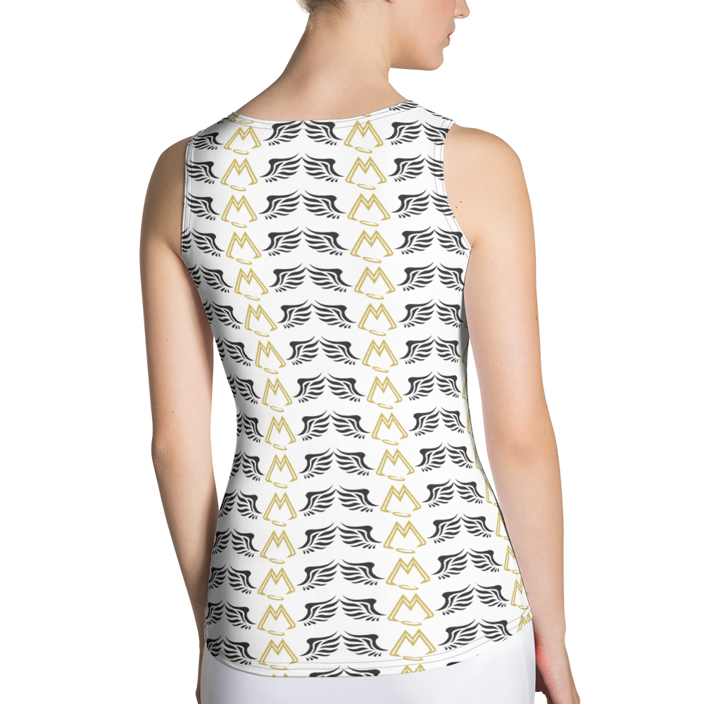 White Tank Top With Duplicated Gold-Black MM Iconic Logo