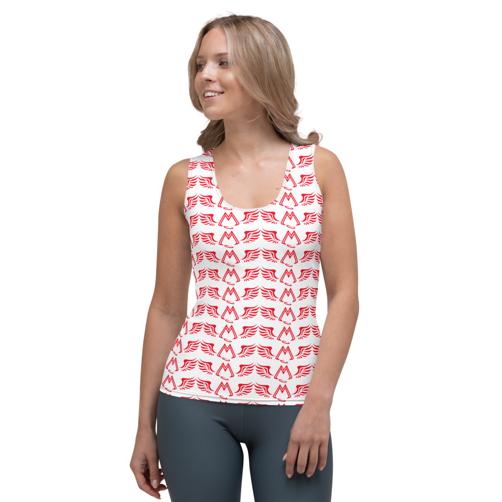 White Tank Top With Duplicated Red MM Iconic Logo