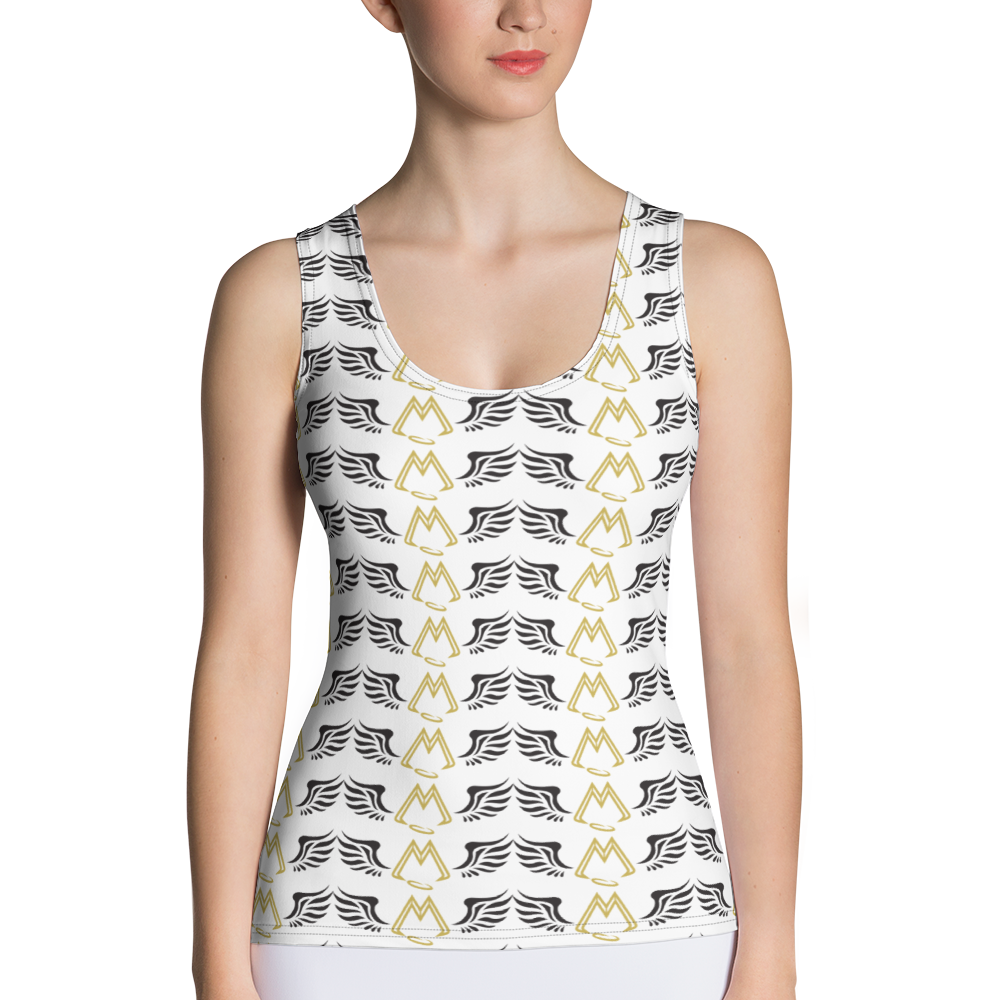 White Tank Top With Duplicated Gold-Black MM Iconic Logo