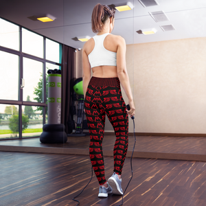 Black Yoga Leggings With Duplicated Red MM Iconic Logo