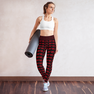 Black Yoga Leggings With Duplicated Red MM Iconic Logo