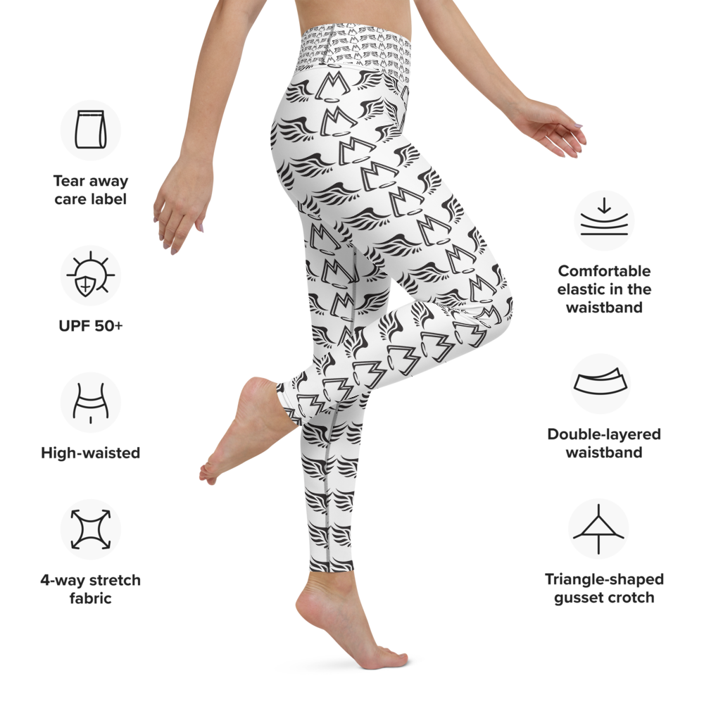 White Yoga Leggings With Duplicated Black MM Iconic Logo