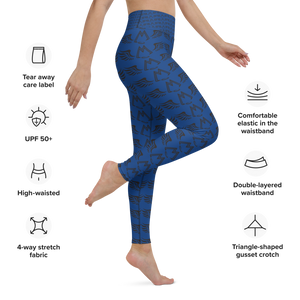 Blue Yoga Leggings With Duplicated Black MM Iconic Logo
