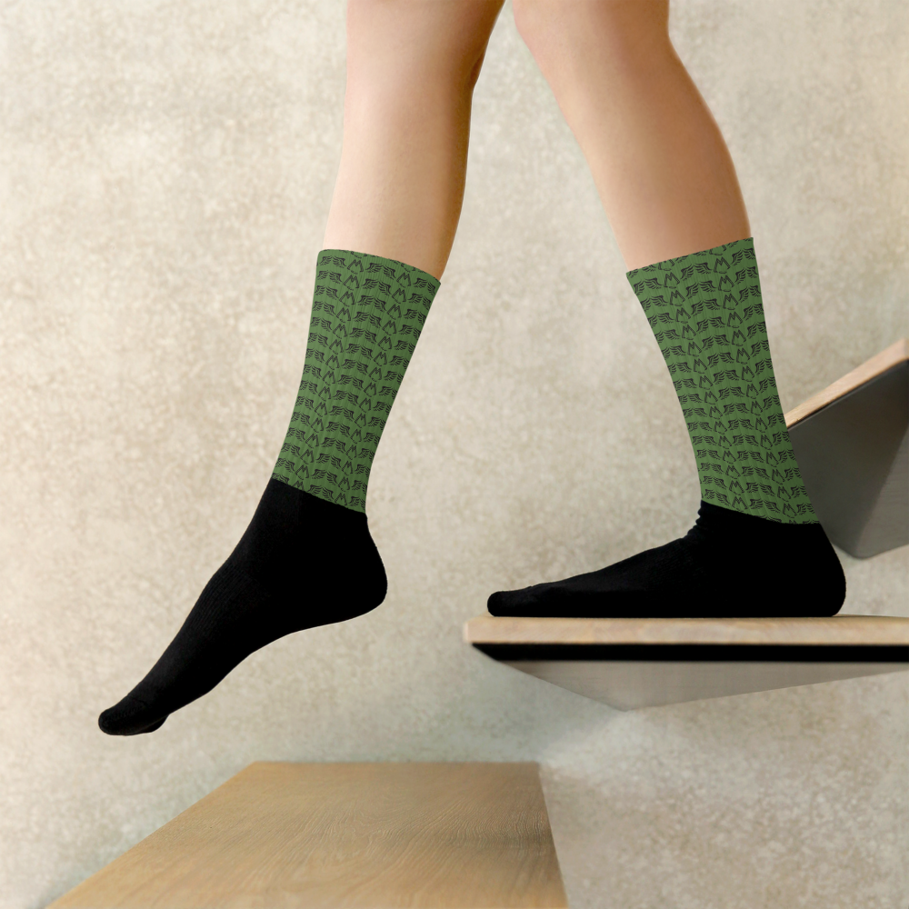 Army Green Socks With Duplicated Black MM Iconic Logo