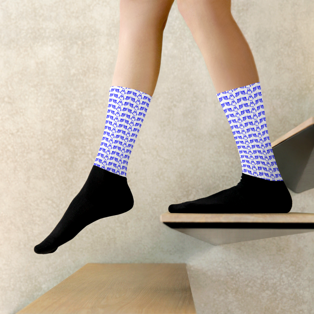 White Socks With Duplicated Blue MM Iconic Logo