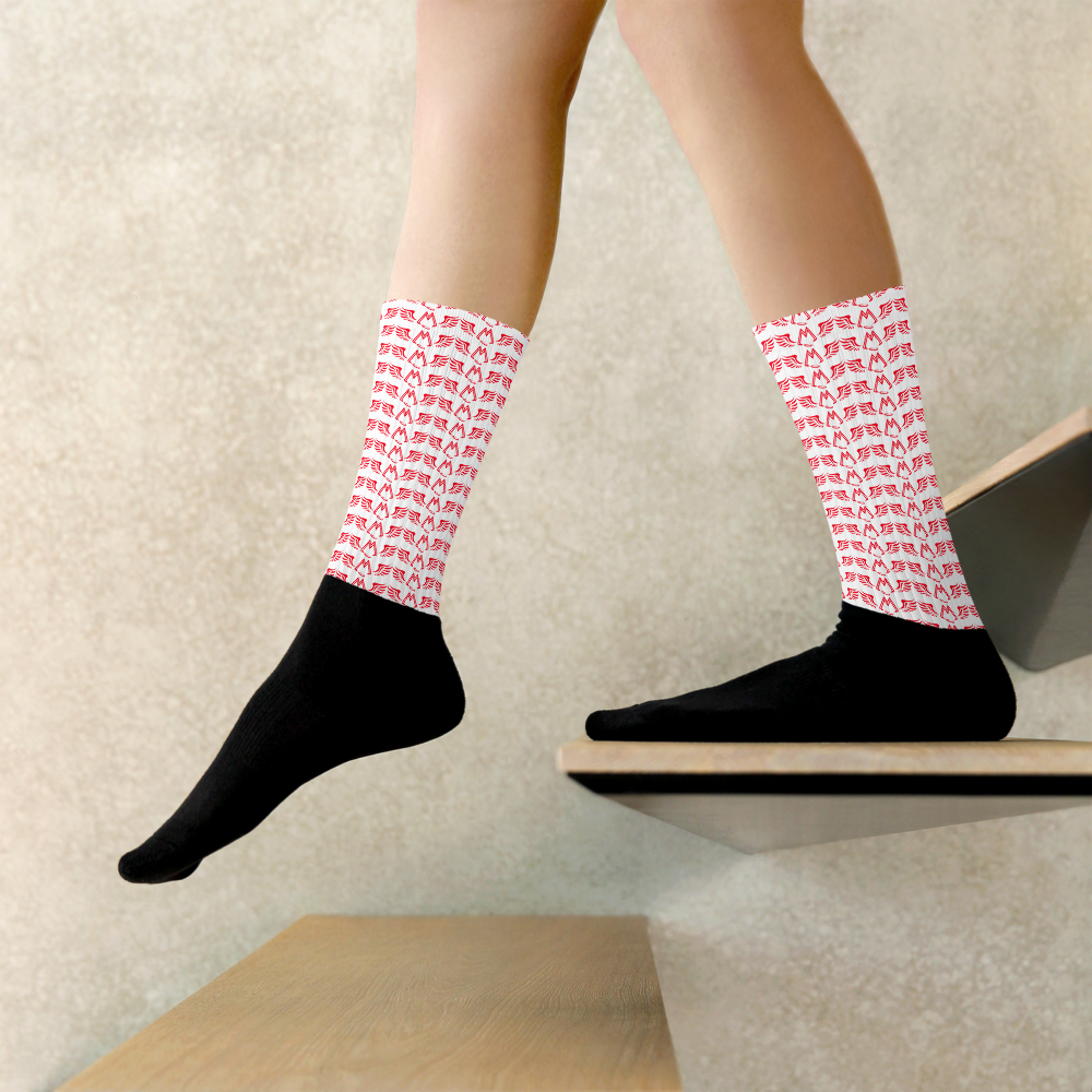White Socks With Duplicated Red MM Iconic Logo