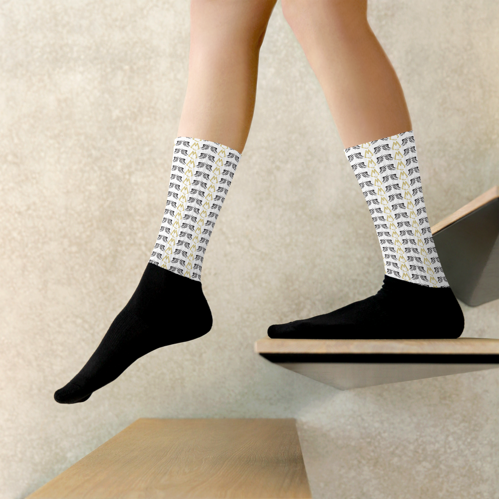 White Socks With Duplicated Gold-Black MM Iconic Logo