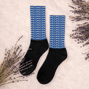 Blue Socks With Duplicated White MM Iconic Logo
