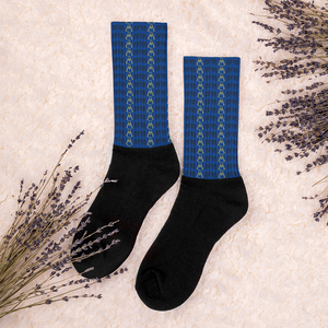 Blue Socks With Duplicated Gold-Black MM Iconic Logo