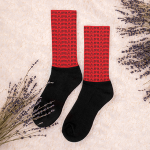 Red Socks With Duplicated Black MM Iconic Logo