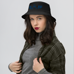 Black Old School Bucket Hat With Embroidered Blue MM Iconic Logo