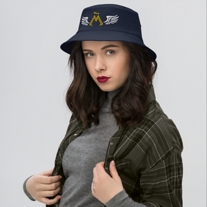 Navy Blue Old School Bucket Hat With Embroidered Classic MM Iconic Logo
