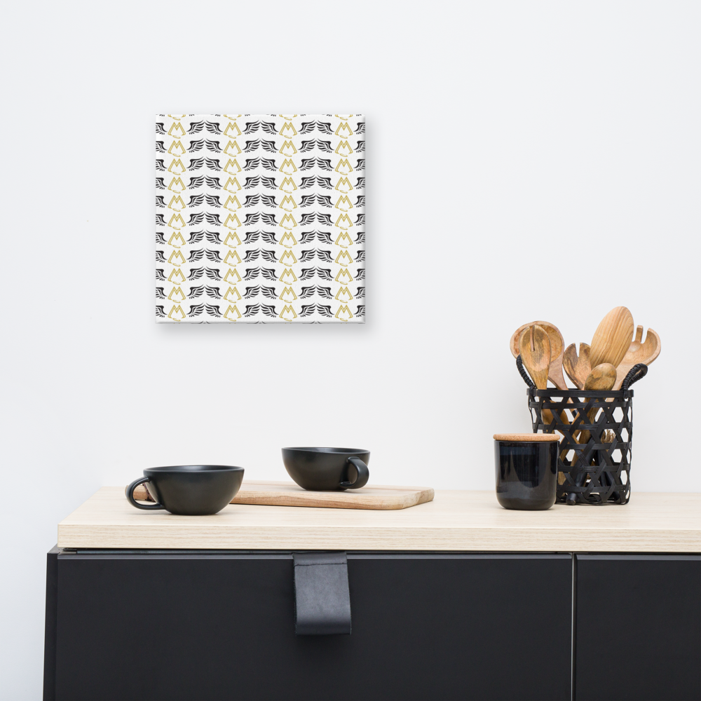 White Canvas Paintings With Duplicated Gold-Black MM Iconic Logo