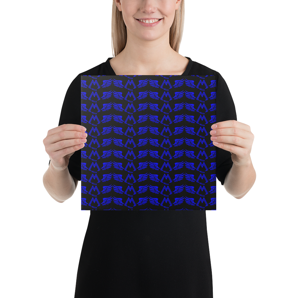 Black Canvas Paintings With Duplicated Blue MM Iconic Logo