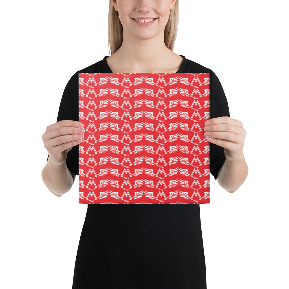 Red Canvas Paintings With Duplicated White MM Iconic Logo