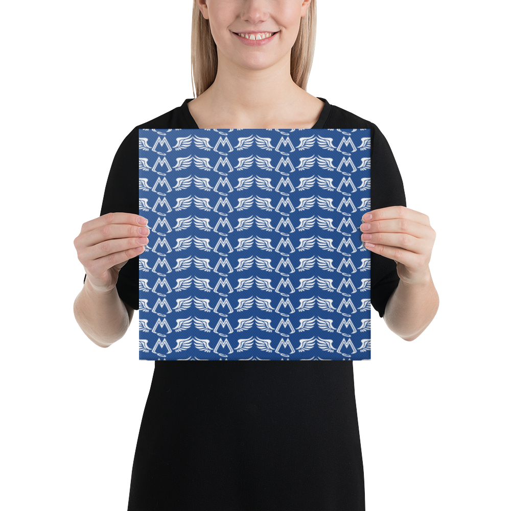 Blue Canvas Paintings With Duplicated White MM Iconic Logo
