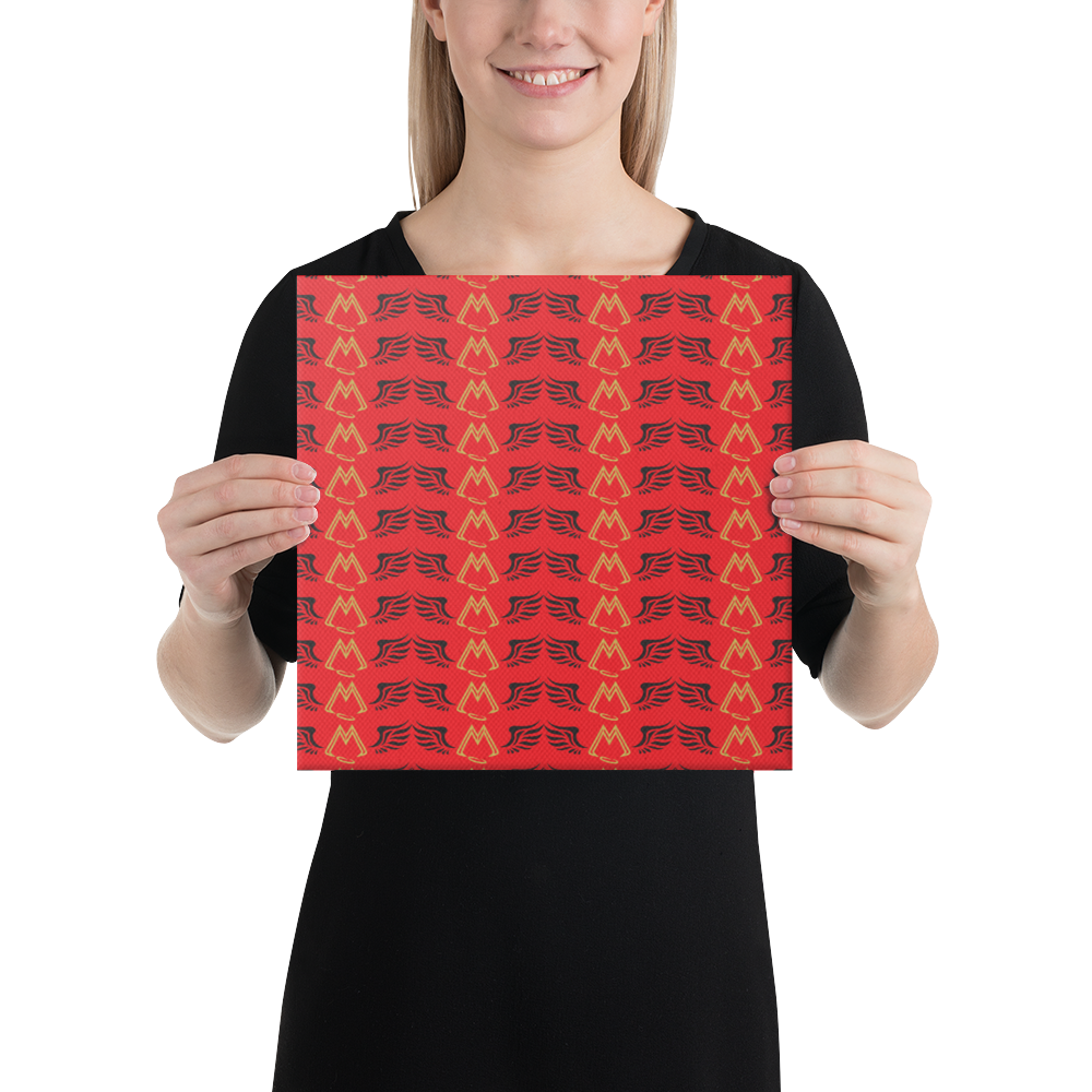 Red Canvas Paintings With Duplicated Gold-Black MM Iconic Logo