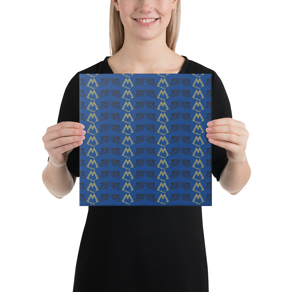 Blue Canvas Paintings With Duplicated Gold-Black MM Iconic Logo