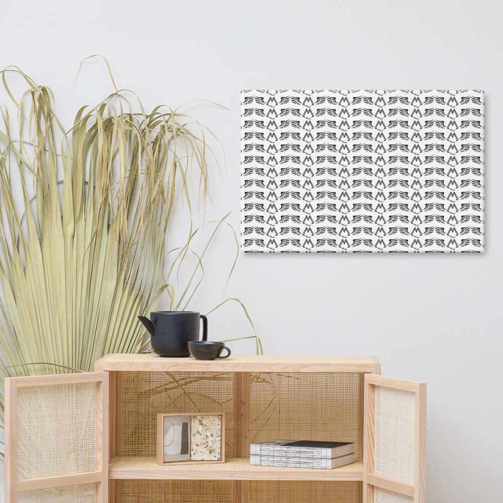 White Canvas Paintings With Duplicated Black MM Iconic Logo