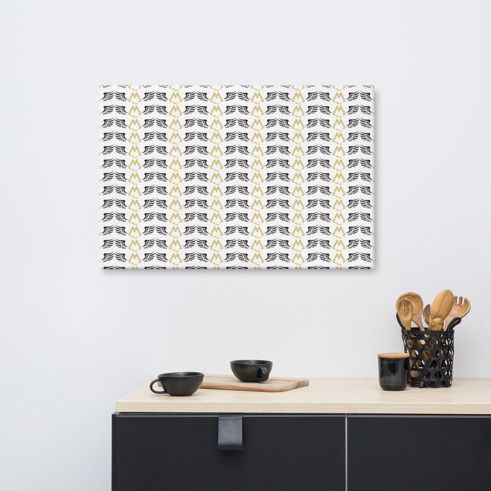 White Canvas Paintings With Duplicated Gold-Black MM Iconic Logo