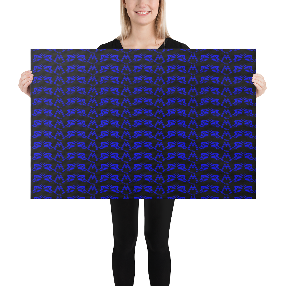Black Canvas Paintings With Duplicated Blue MM Iconic Logo