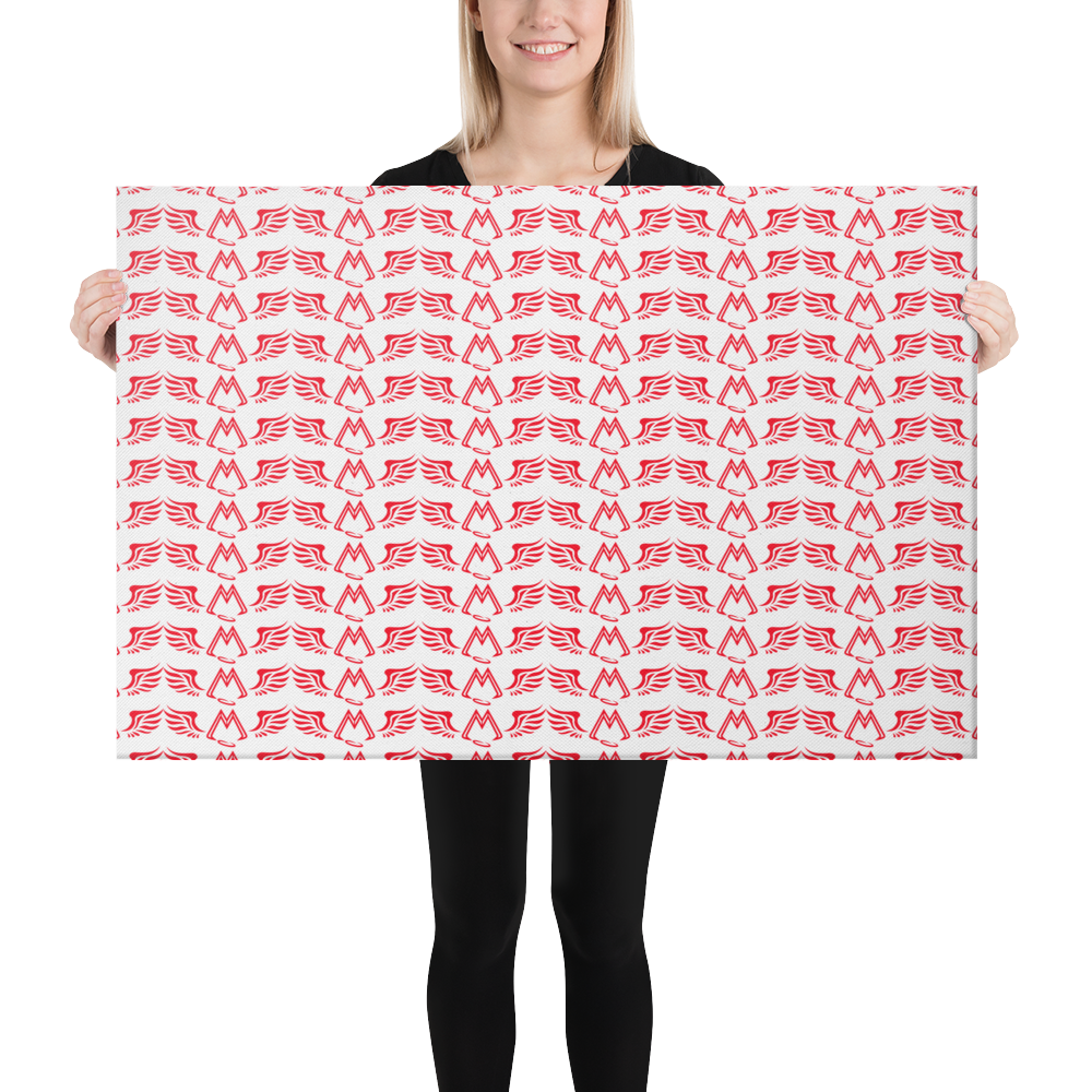 White Canvas Paintings With Duplicated Red MM Iconic Logo