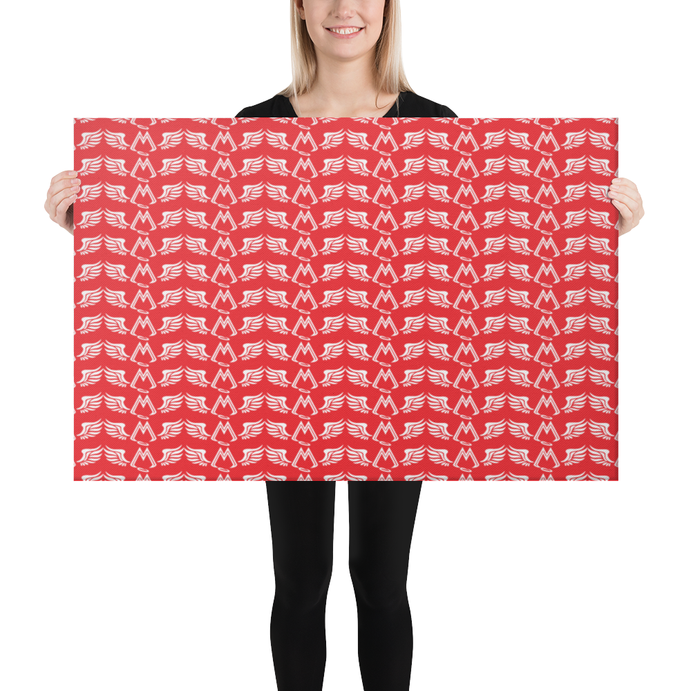 Red Canvas Paintings With Duplicated White MM Iconic Logo