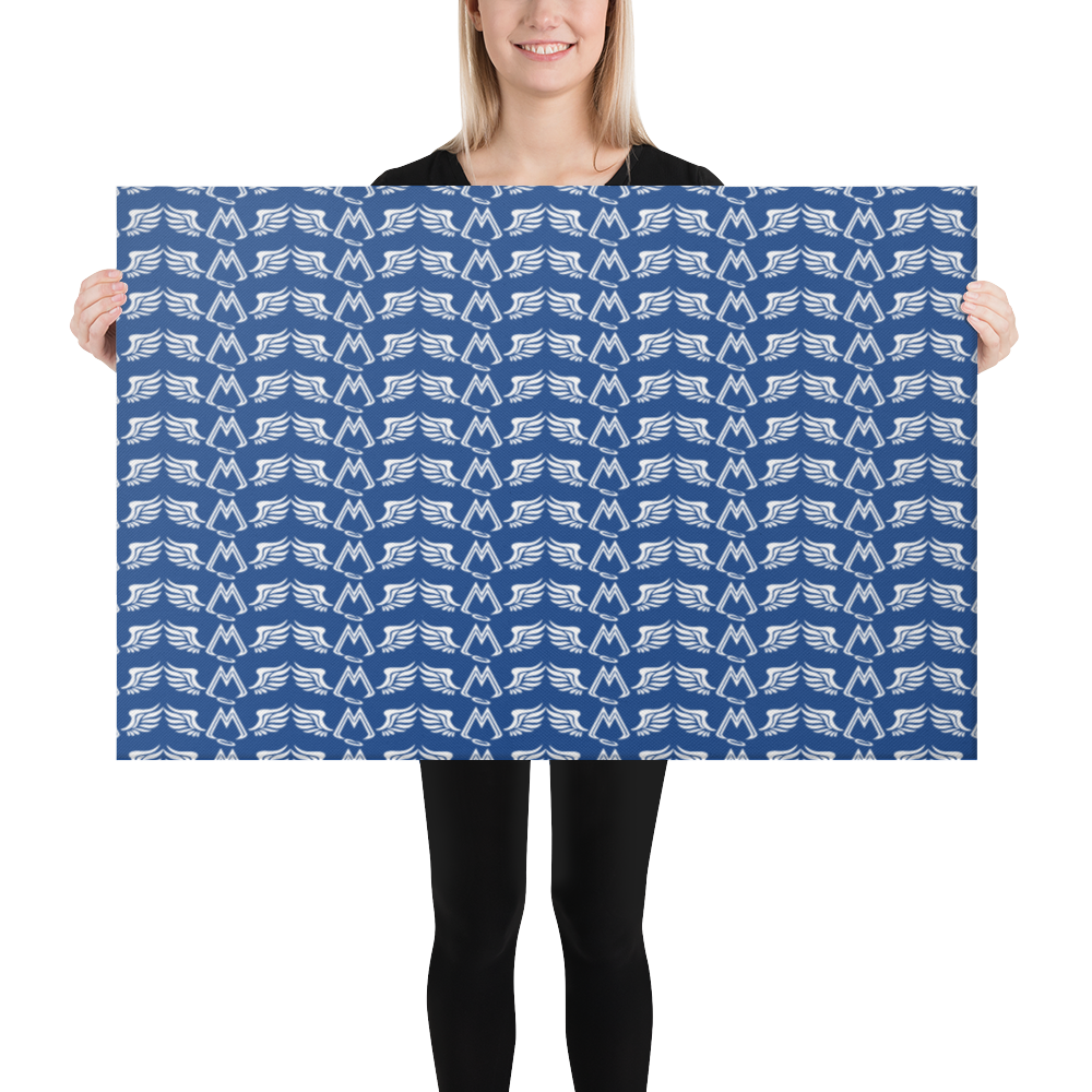Blue Canvas Paintings With Duplicated White MM Iconic Logo