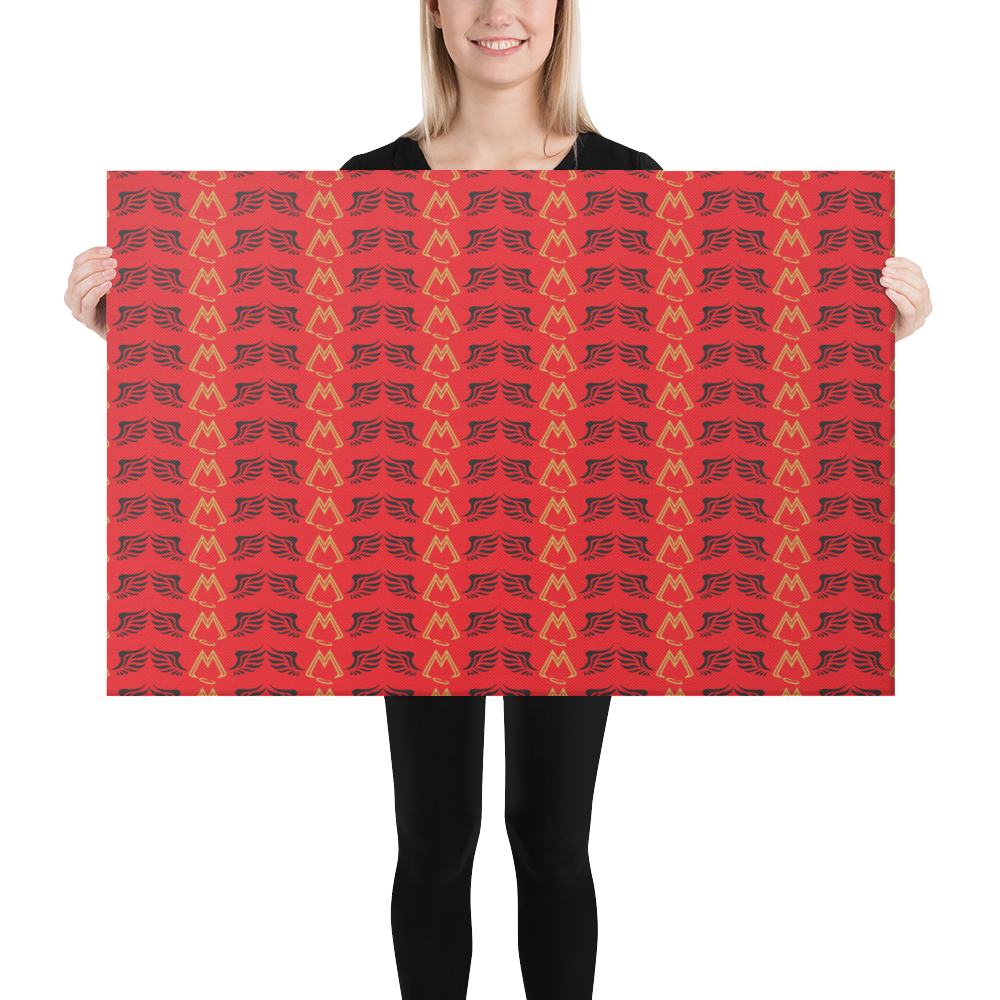 Red Canvas Paintings With Duplicated Gold-Black MM Iconic Logo
