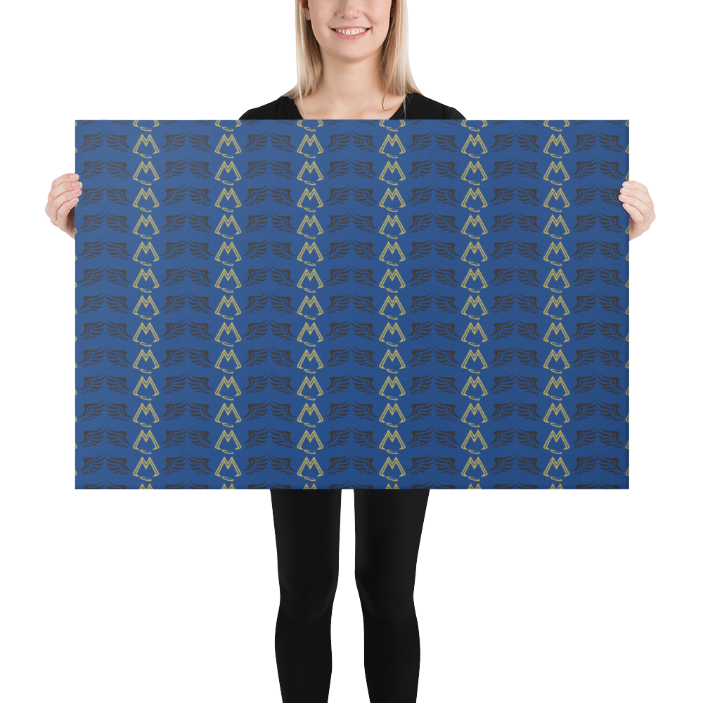 Blue Canvas Paintings With Duplicated Gold-Black MM Iconic Logo