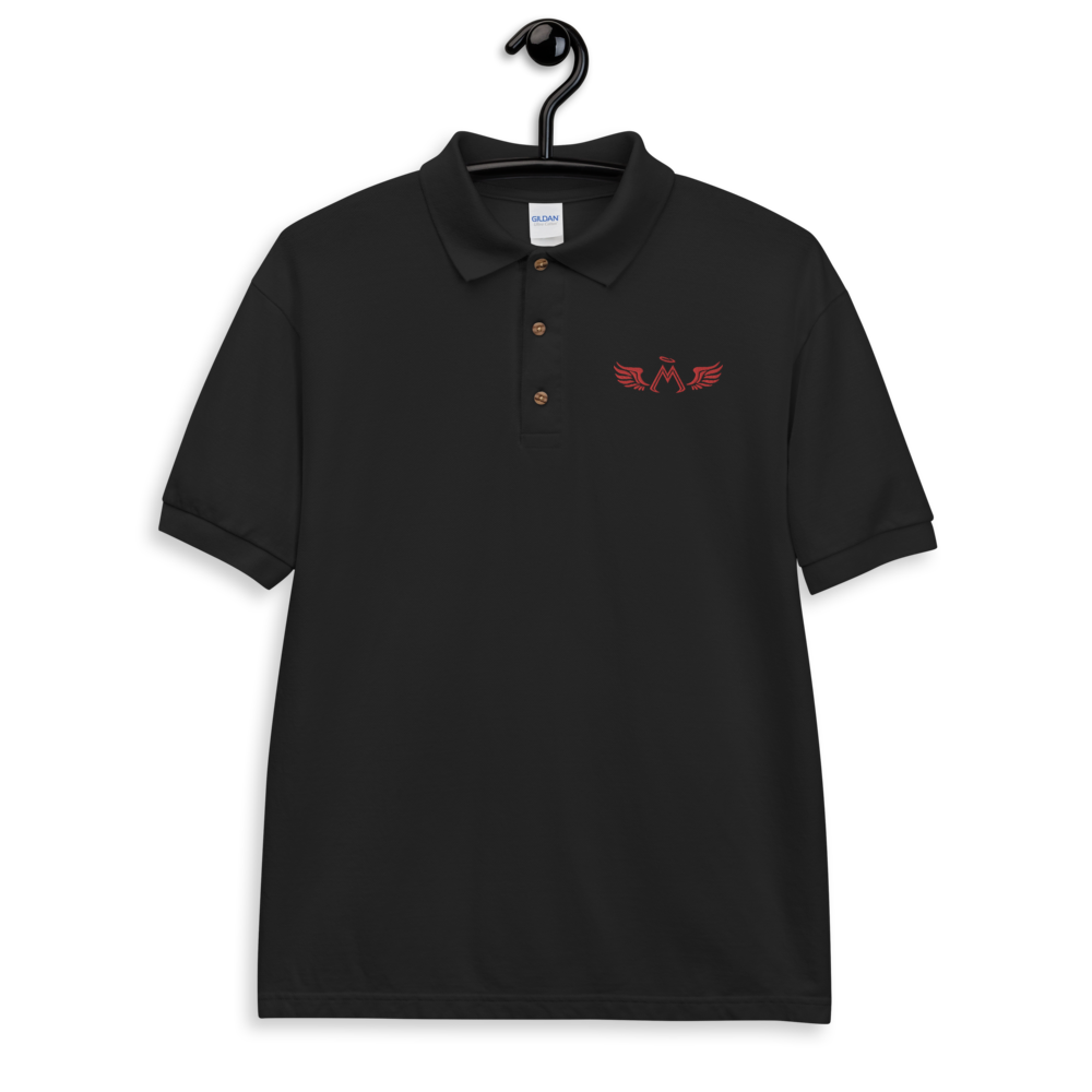 Black Polo Shirt With Embroidered Red MM Iconic Logo