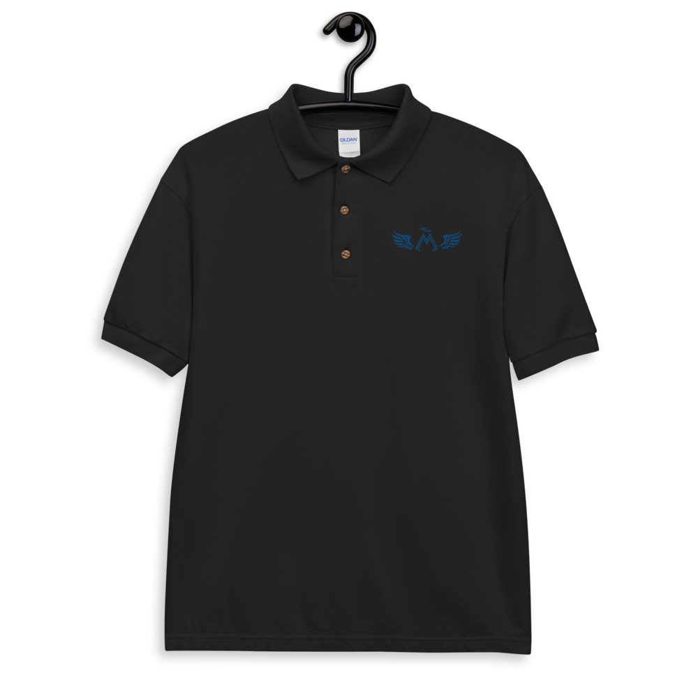 Black Polo Shirt With Embroidered Blue MM Iconic Logo