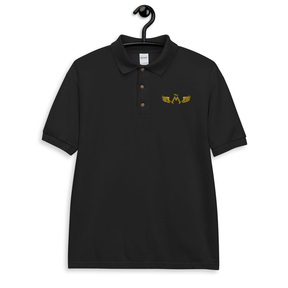 Black Polo Shirt With Embroidered Gold MM Iconic Logo