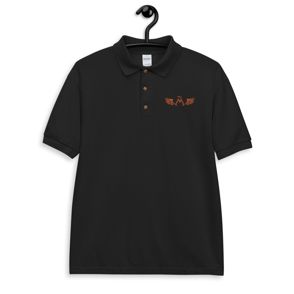 Black Polo Shirt With Embroidered Orange MM Iconic Logo