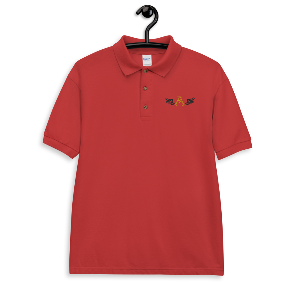 Red Polo Shirt With Embroidered Gold-Black MM Iconic Logo