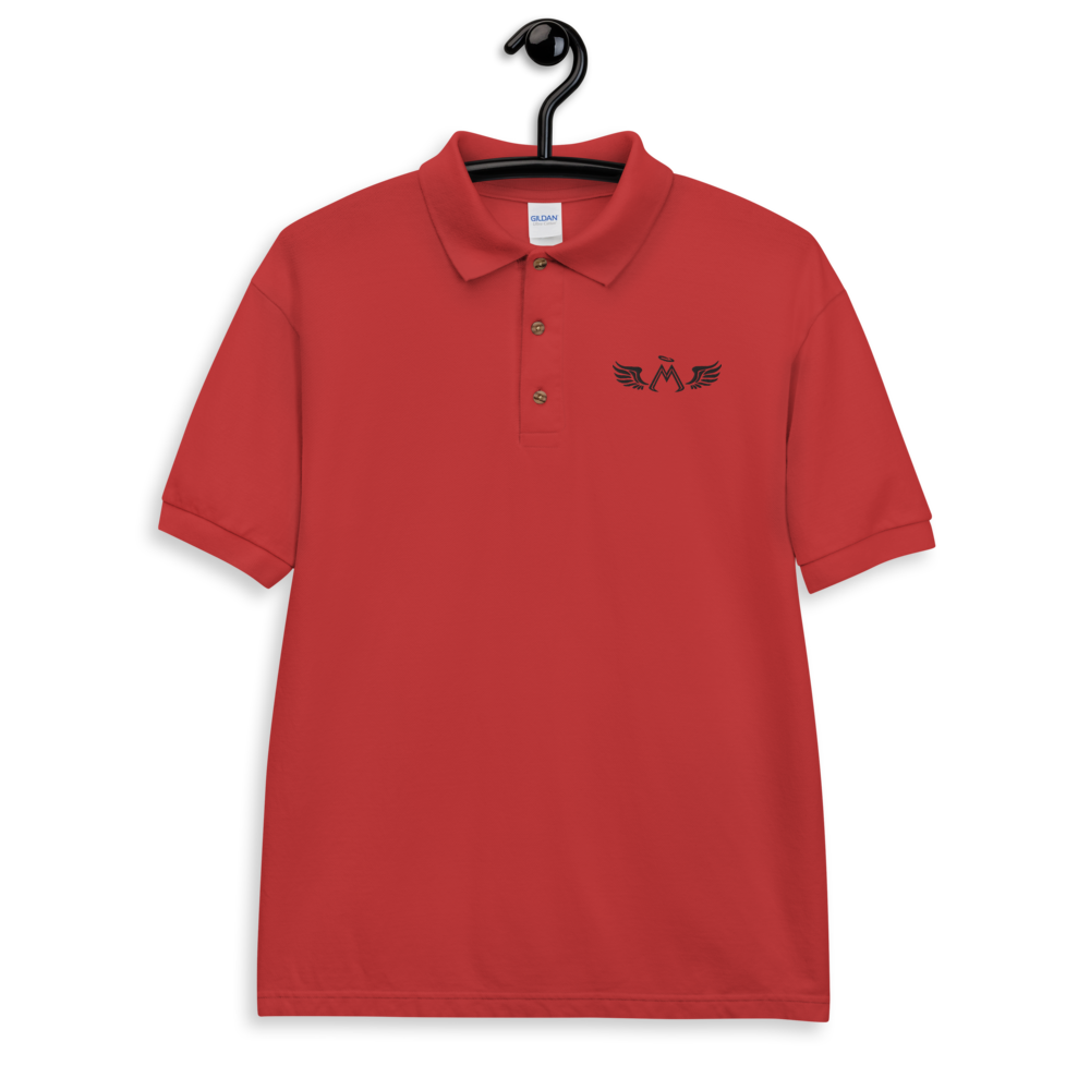 Red Polo Shirt With Embroidered Black MM Iconic Logo