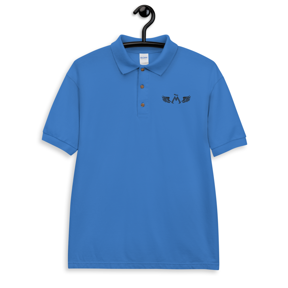 Blue Polo Shirt With Embroidered Black MM Iconic Logo