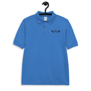 Blue Polo Shirt With Embroidered Black MM Iconic Logo