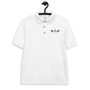 White Polo Shirt With Embroidered Black MM Iconic Logo